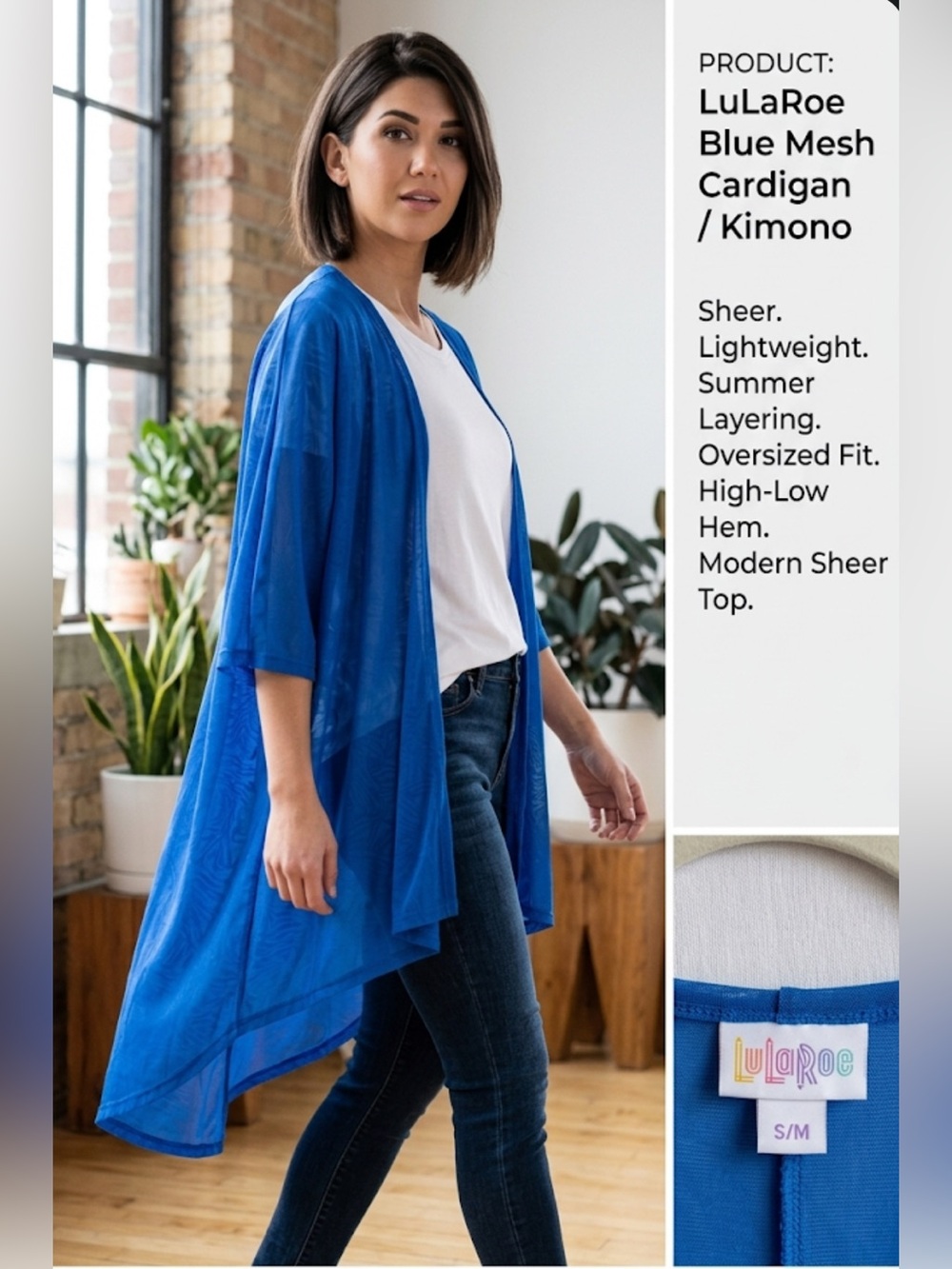 Lularoe Cobolt Blue Sheer Cardigan